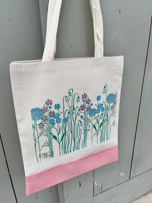 Wildflowers lino print design Tote Bag