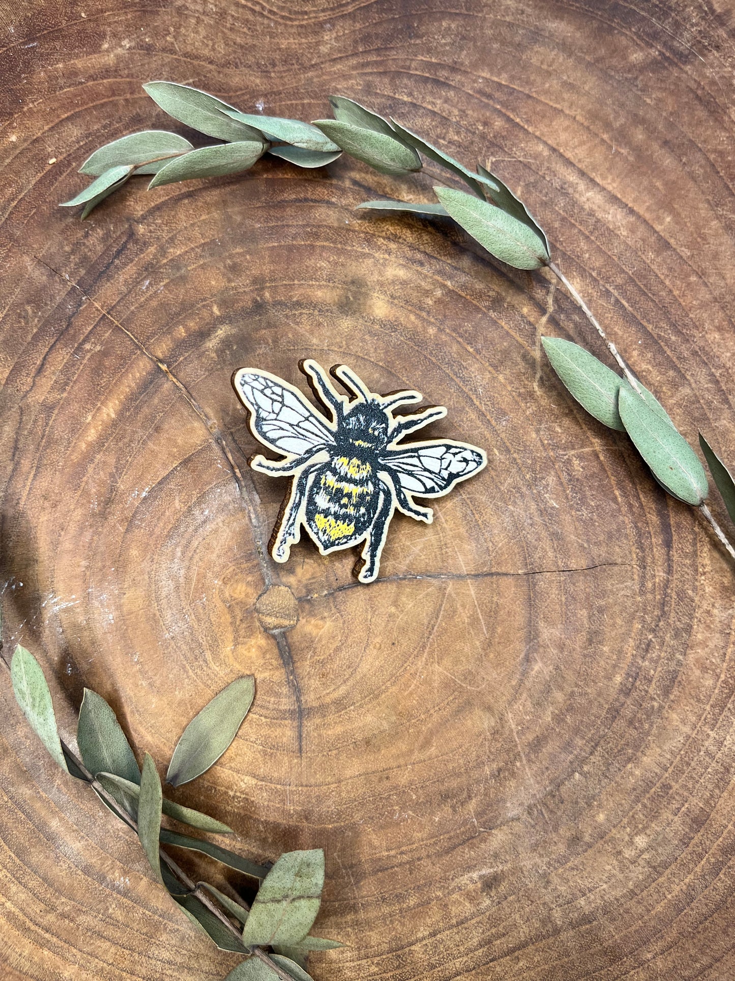 Bee Wooden Pin badge