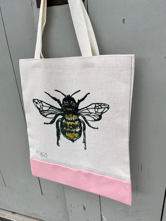 Bee lino print design Tote Bag