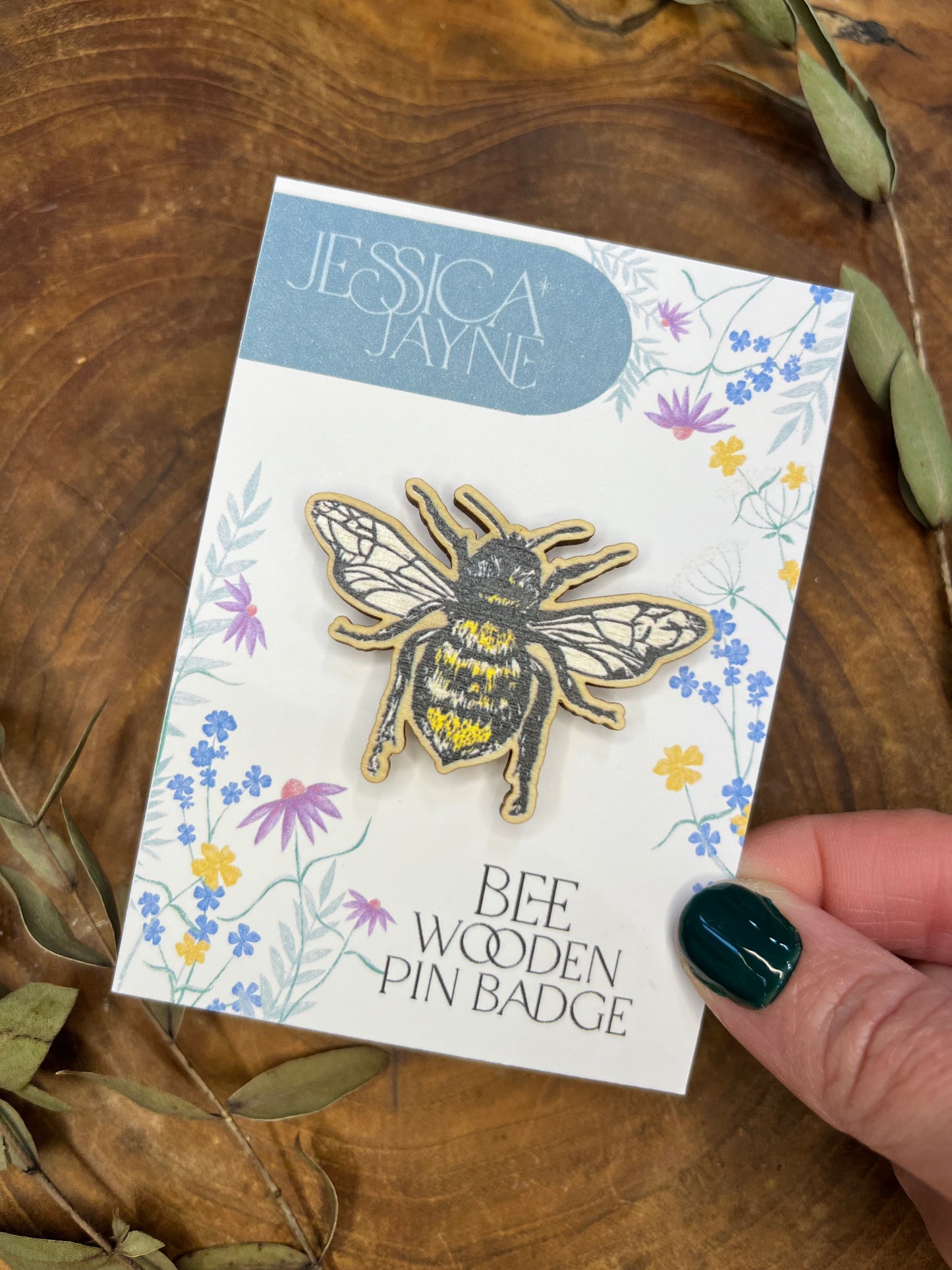 Bee Wooden Pin badge