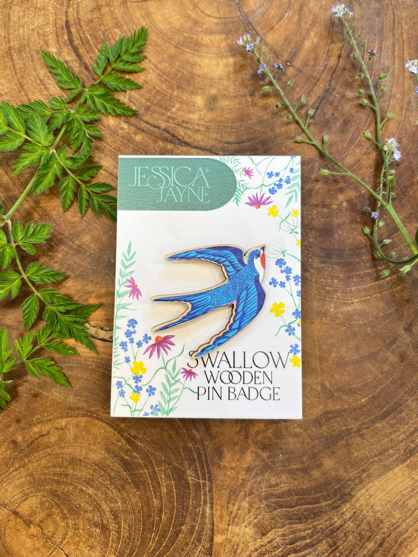 Swallow Wooden Pin badge