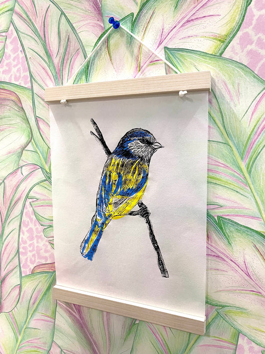 Original Blue Tit Lino Print.