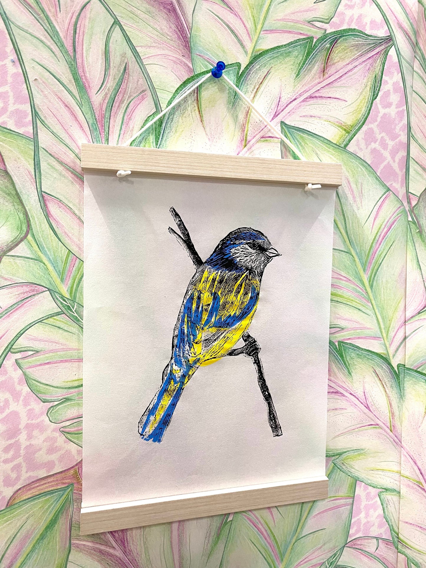 Original Blue Tit Lino Print.