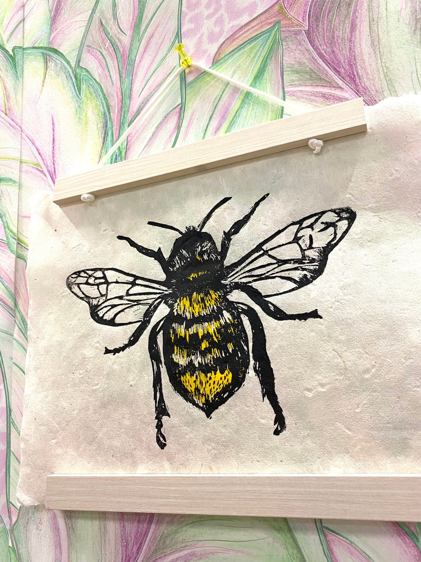 Original Bee Lino Print.